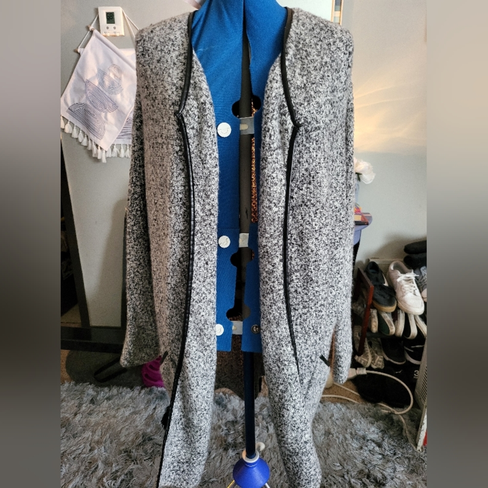 NWT Philosophy Sweater Cardigan Faux Leather Trim  Retail $98